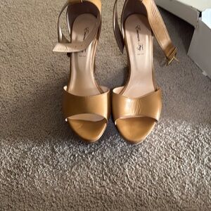 Emerson Fry Tan Leather Heels with Ankle Strap